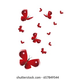 beautiful red butterflies, isolated on a white