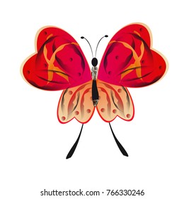 beautiful red butterflies, isolated on a white