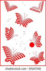 Beautiful red butterflys. Vector  illustration