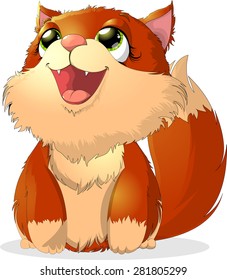 Beautiful red cat on a white background