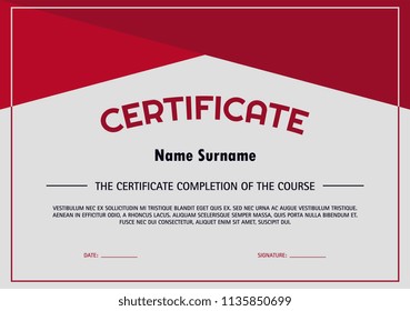 Beautiful red certificate template design