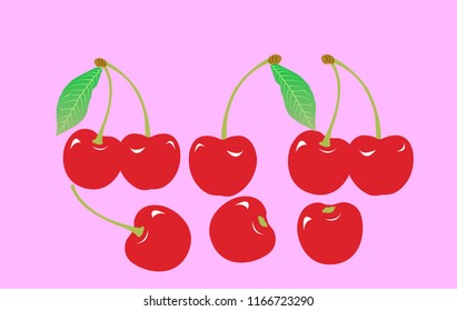 Beautiful red cherries Vector illustration