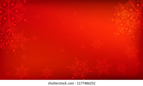 Beautiful Red Christmas Background with Falling Snowflakes. Element of Design with Snow for a Postcard, Invitation Card, Banner, Flyer. Vector Falling Snowflakes on a Red Background.

