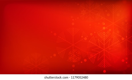 Beautiful Red Christmas Background with Falling Snowflakes. Vector Falling Snowflakes on a Red Background. Element of Design with Snow for a Postcard, Invitation Card, Banner, Flyer. 

