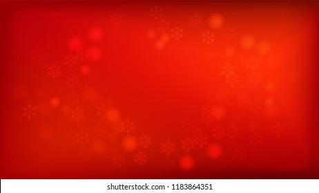 Beautiful Red Christmas Background with Falling Snowflakes.   Vector Falling Snowflakes on a Red Winter Background. Element of Design with Snow for a Postcard, Invitation Card, Banner, Flyer. 
