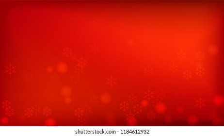 Beautiful Red Christmas Background with Falling Snowflakes.   Vector Falling Snowflakes on a Red Winter Background. Element of Design with Snow for a Postcard, Invitation Card, Banner, Flyer. 
