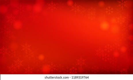 Beautiful Red Christmas Background with Falling Snowflakes. Element of Design with Snow for a Postcard, Invitation Card, Banner, Flyer. Vector Falling Snowflakes on a Red Background.

