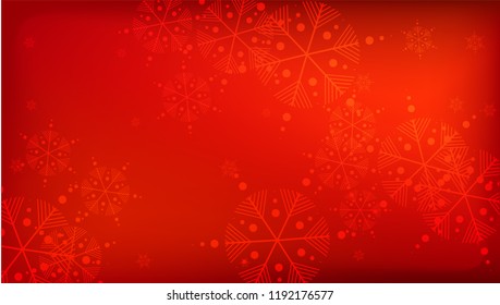 Beautiful Red Christmas Background with Falling Snowflakes. Element of Design with Snow for a Postcard, Invitation Card, Banner, Flyer. Vector Falling Snowflakes on a Red Background.

