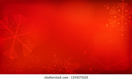 Beautiful Red Christmas Background with Falling Snowflakes.   Vector Falling Snowflakes on a Red Winter Background. Element of Design with Snow for a Postcard, Invitation Card, Banner, Flyer. 
