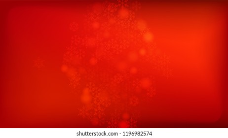 Beautiful Red Christmas Background with Falling Snowflakes. Vector Falling Snowflakes on a Red Background. Element of Design with Snow for a Postcard, Invitation Card, Banner, Flyer. 

