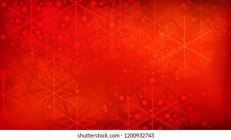 Beautiful Red Christmas Background with Falling Snowflakes. Vector Falling Snowflakes on a Red Background. Element of Design with Snow for a Postcard, Invitation Card, Banner, Flyer. 

