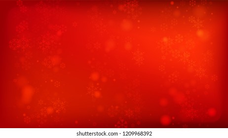 Beautiful Red Christmas Background with Falling Snowflakes. Element of Design with Snow for a Postcard, Invitation Card, Banner, Flyer. Vector Falling Snowflakes on a Red Background.

