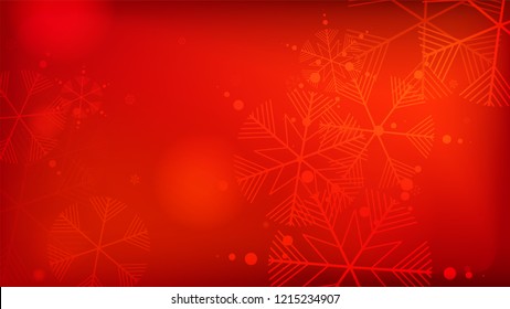 Beautiful Red Christmas Background with Falling Snowflakes. Element of Design with Snow for a Postcard, Invitation Card, Banner, Flyer. Vector Falling Snowflakes on a Red Background.

