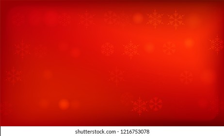 Beautiful Red Christmas Background with Falling Snowflakes.   Vector Falling Snowflakes on a Red Winter Background. Element of Design with Snow for a Postcard, Invitation Card, Banner, Flyer. 
