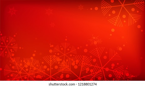 Beautiful Red Christmas Background with Falling Snowflakes. Vector Falling Snowflakes on a Red Background. Element of Design with Snow for a Postcard, Invitation Card, Banner, Flyer. 


