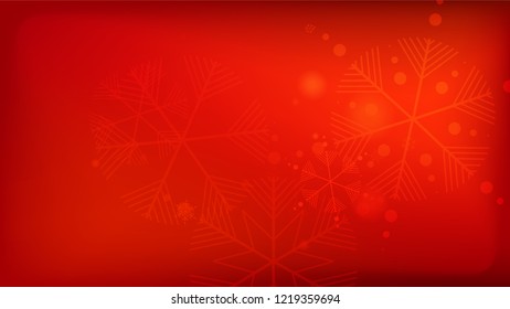 Beautiful Red Christmas Background with Falling Snowflakes. Element of Design with Snow for a Postcard, Invitation Card, Banner, Flyer. Vector Falling Snowflakes on a Red Background.

