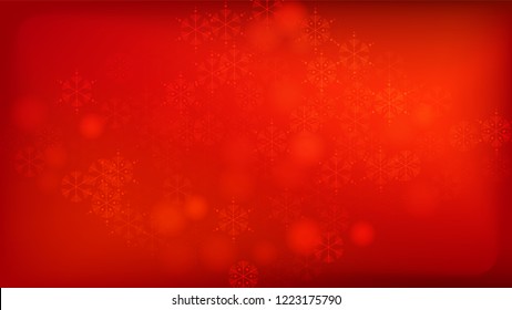 Beautiful Red Christmas Background with Falling Snowflakes.   Vector Falling Snowflakes on a Red Winter Background. Element of Design with Snow for a Postcard, Invitation Card, Banner, Flyer. 
