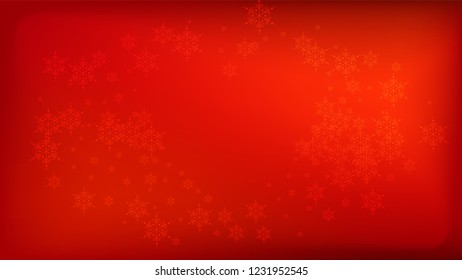 Beautiful Red Christmas Background with Falling Snowflakes.   Vector Falling Snowflakes on a Red Winter Background. Element of Design with Snow for a Postcard, Invitation Card, Banner, Flyer. 
