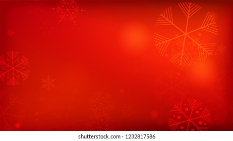 Beautiful Red Christmas Background with Falling Snowflakes. Element of Design with Snow for a Postcard, Invitation Card, Banner, Flyer. Vector Falling Snowflakes on a Red Background.

