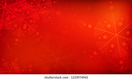 Beautiful Red Christmas Background with Falling Snowflakes. Vector Falling Snowflakes on a Red Background. Element of Design with Snow for a Postcard, Invitation Card, Banner, Flyer. 

