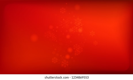 Beautiful Red Christmas Background with Falling Snowflakes. Vector Falling Snowflakes on a Red Background. Element of Design with Snow for a Postcard, Invitation Card, Banner, Flyer. 

