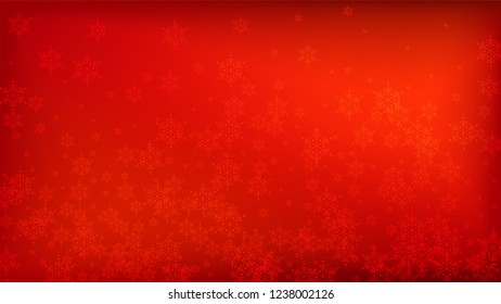 Beautiful Red Christmas Background with Falling Snowflakes.  Element of Design with Snow for a Postcard, Invitation Card, Banner, Flyer. 