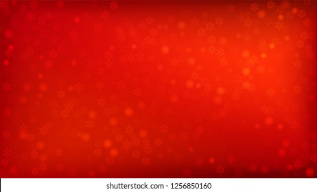 Beautiful Red Christmas Background with Falling Snowflakes.  Element of Design with Snow for a Postcard, Invitation Card, Banner, Flyer.  Vector Falling Snowflakes on a Red Winter Background.