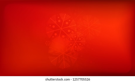 Beautiful Red Christmas Background with Falling Snowflakes.   Vector Falling Snowflakes on a Red Winter Background. Element of Design with Snow for a Postcard, Invitation Card, Banner, Flyer. 
