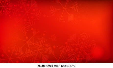 Beautiful Red Christmas Background with Falling Snowflakes.   Vector Falling Snowflakes on a Red Winter Background. Element of Design with Snow for a Postcard, Invitation Card, Banner, Flyer. 
