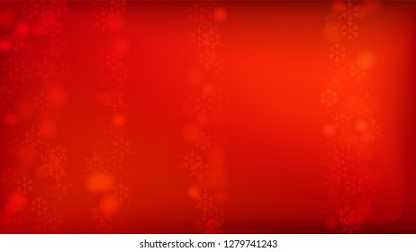 Beautiful Red Christmas Background with Falling Snowflakes. Vector Falling Snowflakes on a Red Background. Element of Design with Snow for a Postcard, Invitation Card, Banner, Flyer. 

