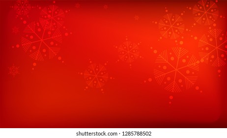 Beautiful Red Christmas Background with Falling Snowflakes.  Element of Design with Snow for a Postcard, Invitation Card, Banner, Flyer.  Vector Falling Snowflakes on a Red Winter Background.

