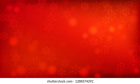 Beautiful Red Christmas Background with Falling Snowflakes. Element of Design with Snow for a Postcard, Invitation Card, Banner, Flyer. Vector Falling Snowflakes on a Red Background.

