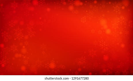 Beautiful Red Christmas Background with Falling Snowflakes.   Vector Falling Snowflakes on a Red Winter Background. Element of Design with Snow for a Postcard, Invitation Card, Banner, Flyer. 
