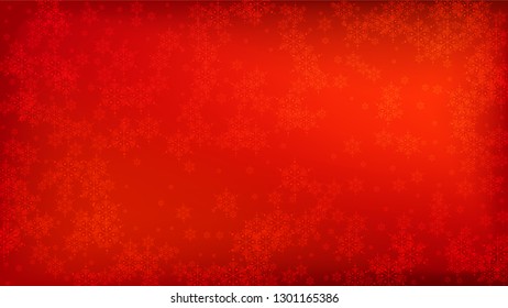 Beautiful Red Christmas Background with Falling Snowflakes.   Vector Falling Snowflakes on a Red Winter Background. Element of Design with Snow for a Postcard, Invitation Card, Banner, Flyer. 
