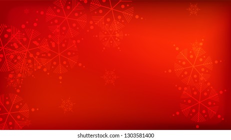 Beautiful Red Christmas Background with Falling Snowflakes. Vector Falling Snowflakes on a Red Background. Element of Design with Snow for a Postcard, Invitation Card, Banner, Flyer. 

