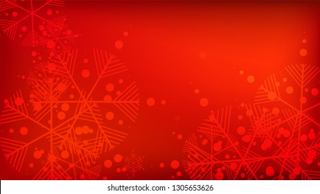 Beautiful Red Christmas Background with Falling Snowflakes. Vector Falling Snowflakes on a Red Background. Element of Design with Snow for a Postcard, Invitation Card, Banner, Flyer. 

