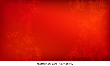 Beautiful Red Christmas Background with Falling Snowflakes.   Vector Falling Snowflakes on a Red Winter Background. Element of Design with Snow for a Postcard, Invitation Card, Banner, Flyer. 
