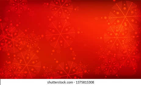 Beautiful Red Christmas Background with Falling Snowflakes. Vector Falling Snowflakes on a Red Background. Element of Design with Snow for a Postcard, Invitation Card, Banner, Flyer. 