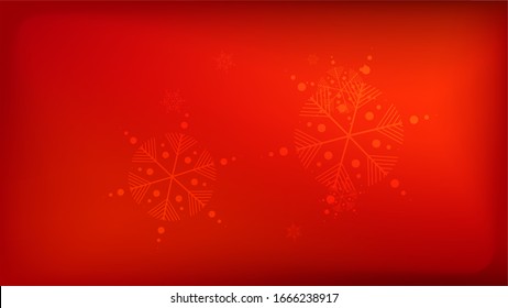 Beautiful Red Christmas Background with Falling Snowflakes.   Vector Falling Snowflakes on a Red Winter Background. Element of Design with Snow for a Postcard, Invitation Card, Banner, Flyer. 

