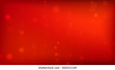 Beautiful Red Christmas Background with Falling Snowflakes.   Vector Falling Snowflakes on a Red Winter Background. Element of Design with Snow for a Postcard, Invitation Card, Banner, Flyer. 
