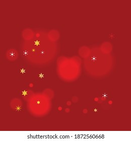 Beautiful Red Christmas Background with Falling Snowflakes. Vector Falling Snowflakes on a Red Winter Background