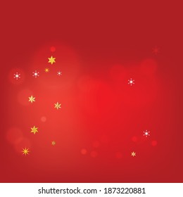 Beautiful Red Christmas Background with Falling Snowflakes. Vector Falling Snowflakes on a Red Winter Background