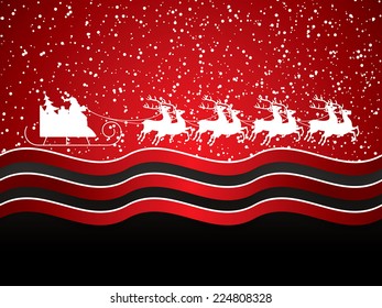 Beautiful red Christmas background with reindeer.Vector