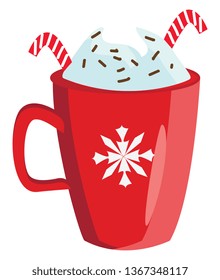 A beautiful red cocoa mug vector or color illustration