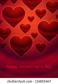 Beautiful red color background design for valentine's day with hearts. vector illustration