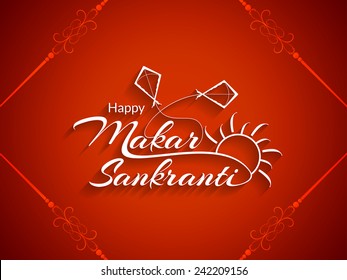 Beautiful red color background design of Makar Sankranti. vector illustration 