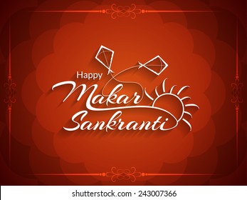 Beautiful red color background design of Makar Sankranti. vector illustration 