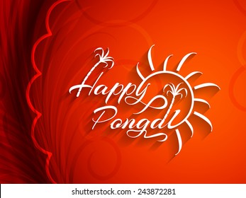 Beautiful red color background design of Happy Pongal.