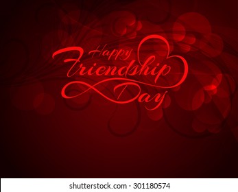 Beautiful red color Happy Friendship Day vector background design.