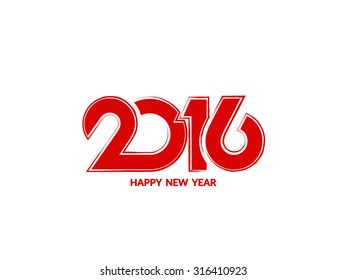 Beautiful red color happy new year 2016 text design.